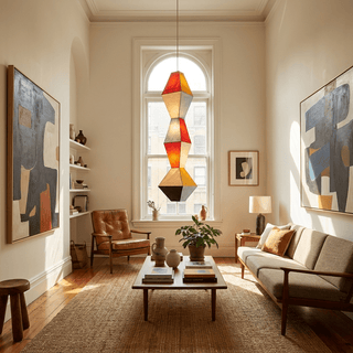 Stacked Geometric Rice Paper Pendant Lamp-Neutral Decor