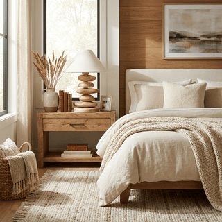 Stacked Pebble Wood Table Lamp-Neutral Decor