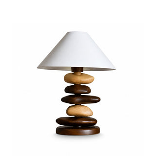 Stacked Pebble Wood Table Lamp-Neutral Decor