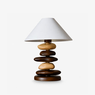 Stacked Pebble Wood Table Lamp-Neutral Decor