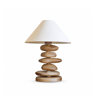 Stacked Pebble Wood Table Lamp-Neutral Decor