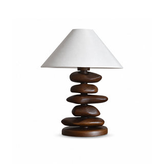 Stacked Pebble Wood Table Lamp-Neutral Decor