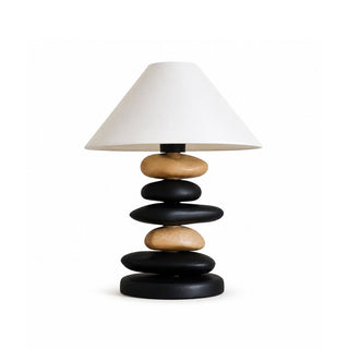 Stacked Pebble Wood Table Lamp-Neutral Decor