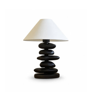 Stacked Pebble Wood Table Lamp-Neutral Decor