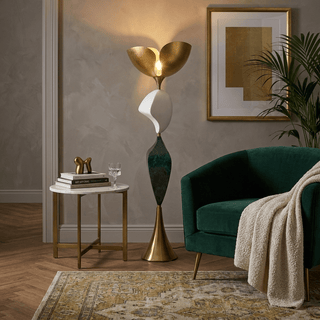 Stacked Sculptural Floor Lamp-Neutral Decor