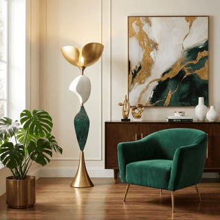 Stacked Sculptural Floor Lamp-Neutral Decor
