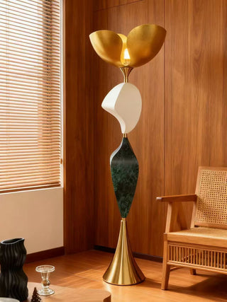 Stacked Sculptural Floor Lamp-Neutral Decor