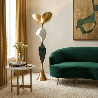 Stacked Sculptural Floor Lamp-Neutral Decor