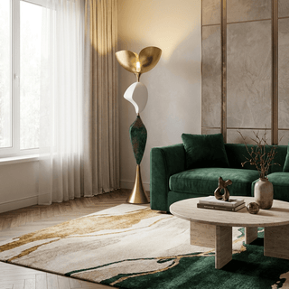 Stacked Sculptural Floor Lamp-Neutral Decor