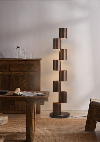 Aris Stacked Bois Tower Lampadaire