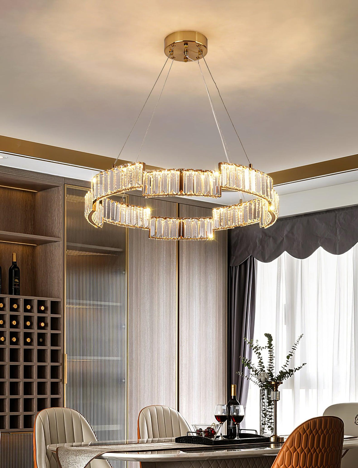 Nelanne Lustre Cristal avec Cadre Doré