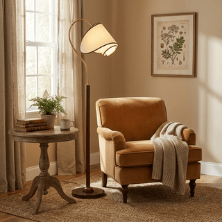 Stelmo Curved Neck Floor Lamp-Neutral Decor
