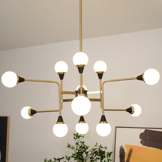 Lustra Lustre Stilnovo en Laiton Noir et Verre