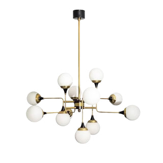 Lustra Lustre Stilnovo en Laiton Noir et Verre