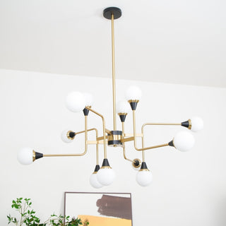 Lustra Lustre Stilnovo en Laiton Noir et Verre