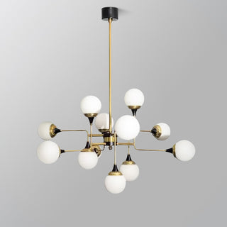 Lustra Lustre Stilnovo en Laiton Noir et Verre