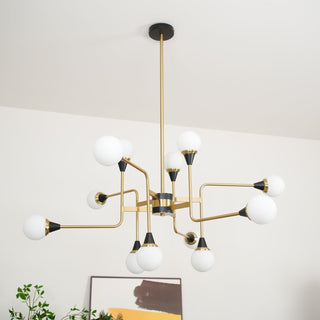 Lustra Lustre Stilnovo en Laiton Noir et Verre