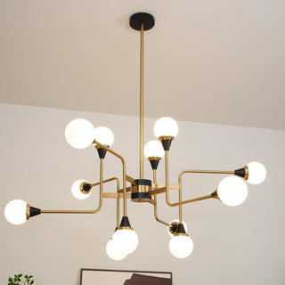 Lustra Lustre Stilnovo en Laiton Noir et Verre