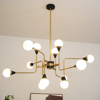 Lustra Lustre Stilnovo en Laiton Noir et Verre