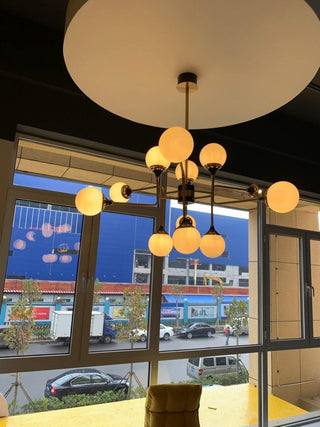 Lustra Lustre Stilnovo en Laiton Noir et Verre