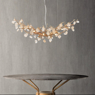 Arborea Lustre en Laiton à Branches et Cristaux
