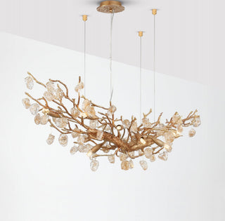 Arborea Lustre en Laiton à Branches et Cristaux