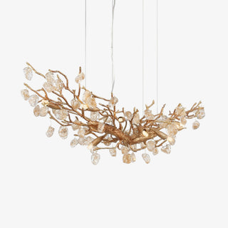 Arborea Lustre en Laiton à Branches et Cristaux