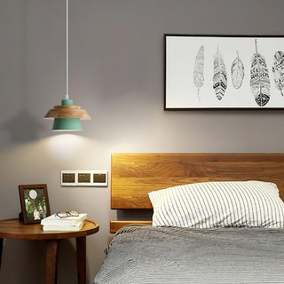 Arisha Dôme Moderne LED Suspension Métal Bois Noir Blanc Gris Salon Chambre à Coucher