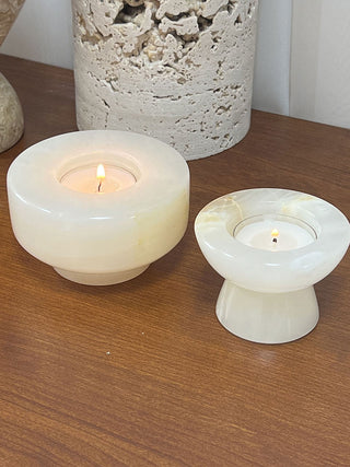 Stone Halo Candle Holder Set-Neutral Decor
