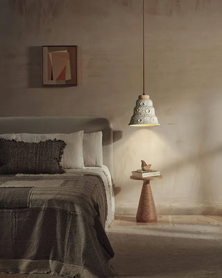 Ilphaeth Nordic Art Cloche Pierre Bois Pendentif Lumière