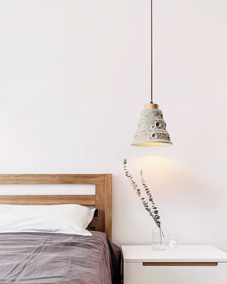 Ilphaeth Nordic Art Cloche Pierre Bois Pendentif Lumière