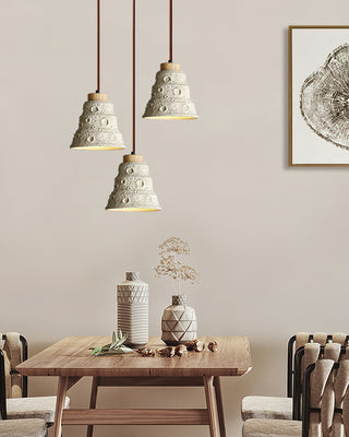 Ilphaeth Nordic Art Cloche Pierre Bois Pendentif Lumière