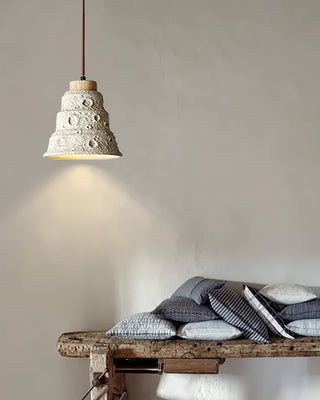 Ilphaeth Nordic Art Cloche Pierre Bois Pendentif Lumière