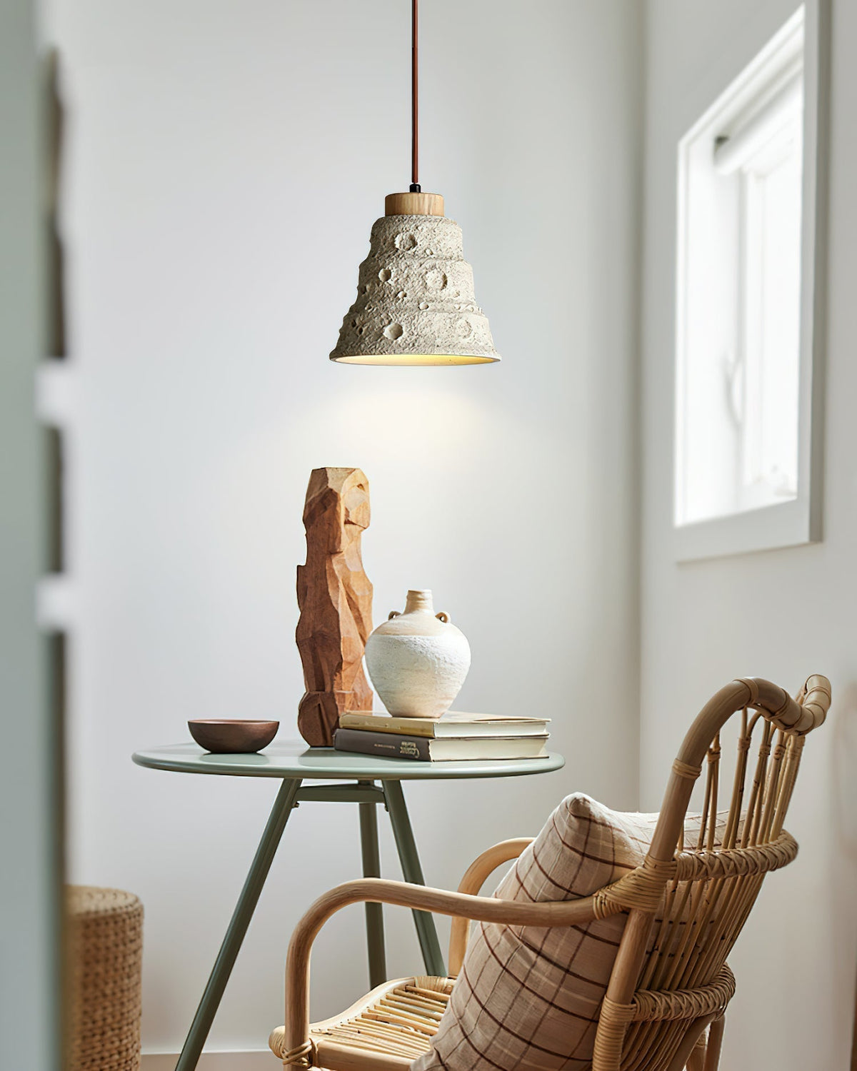 Orenilia Nordic Art Cloche Pierre Bois Pendentif Lumière