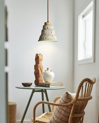 Ilphaeth Nordic Art Cloche Pierre Bois Pendentif Lumière