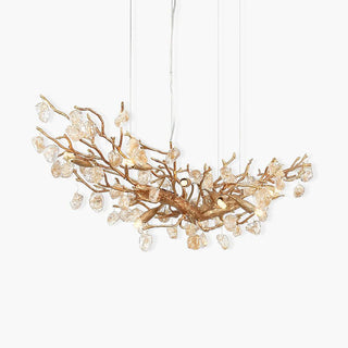 Arborea Lustre en Laiton à Branches et Cristaux