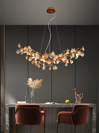 Arborea Lustre en Laiton à Branches et Cristaux