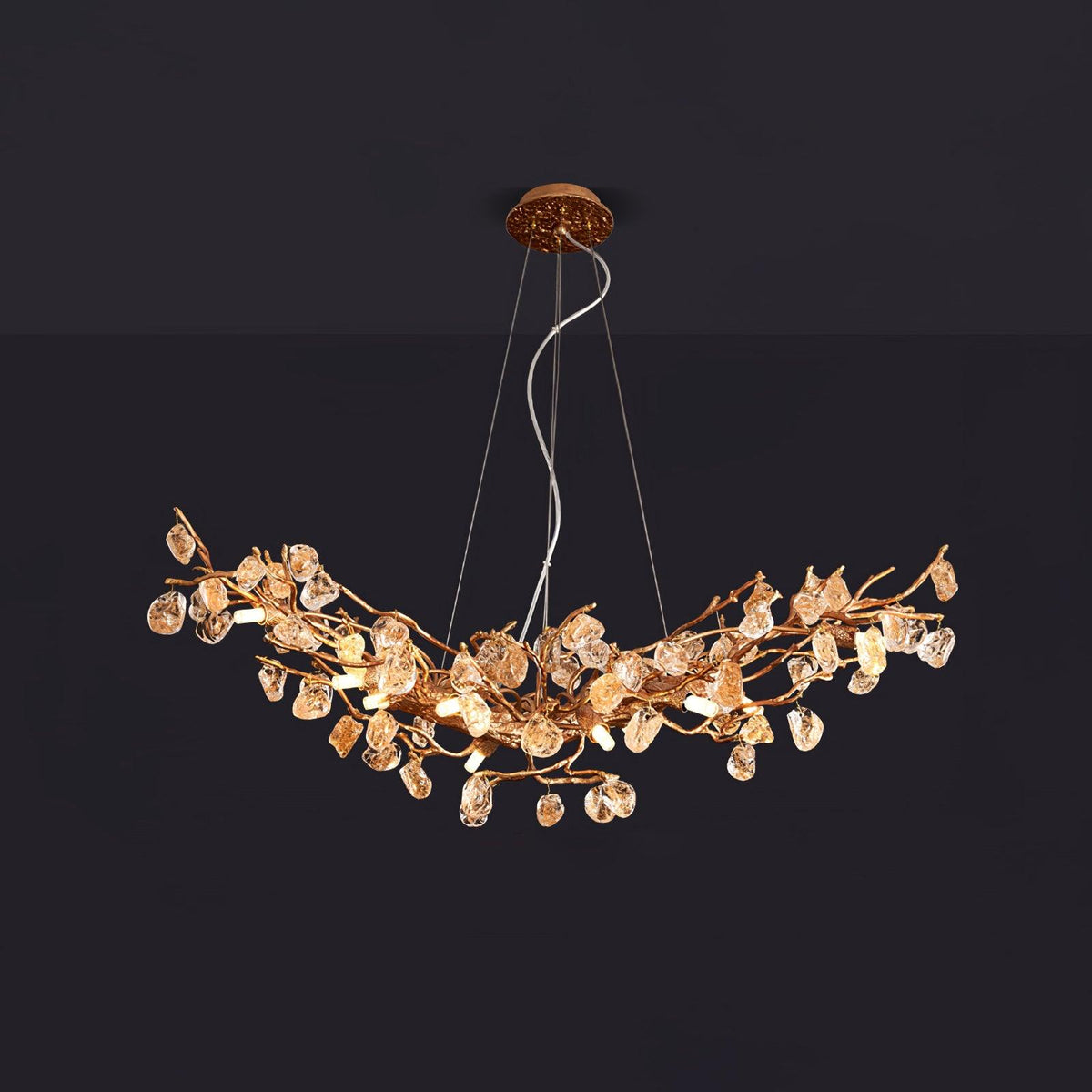 Arborea Lustre en Laiton à Branches et Cristaux