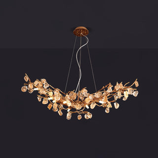 Arborea Lustre en Laiton à Branches et Cristaux