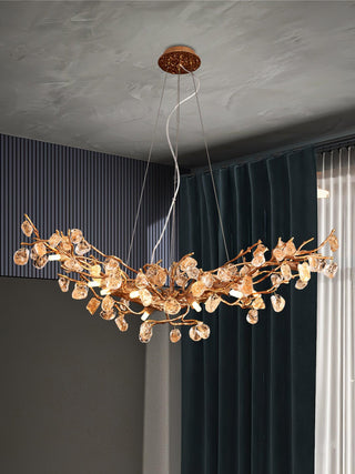 Arborea Lustre en Laiton à Branches et Cristaux