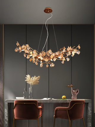 Arborea Lustre en Laiton à Branches et Cristaux
