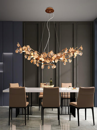 Arborea Lustre en Laiton à Branches et Cristaux