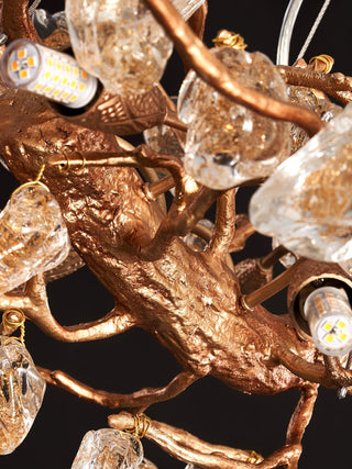 Arborea Lustre en Laiton à Branches et Cristaux