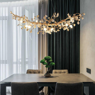 Arborea Lustre en Laiton à Branches et Cristaux
