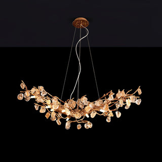 Arborea Lustre en Laiton à Branches et Cristaux