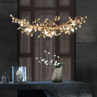 Arborea Lustre en Laiton à Branches et Cristaux