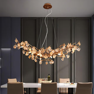 Arborea Lustre en Laiton à Branches et Cristaux
