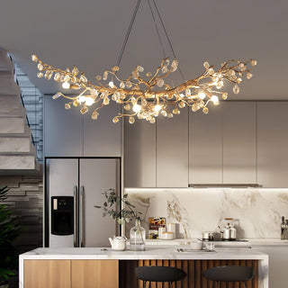 Arborea Lustre en Laiton à Branches et Cristaux