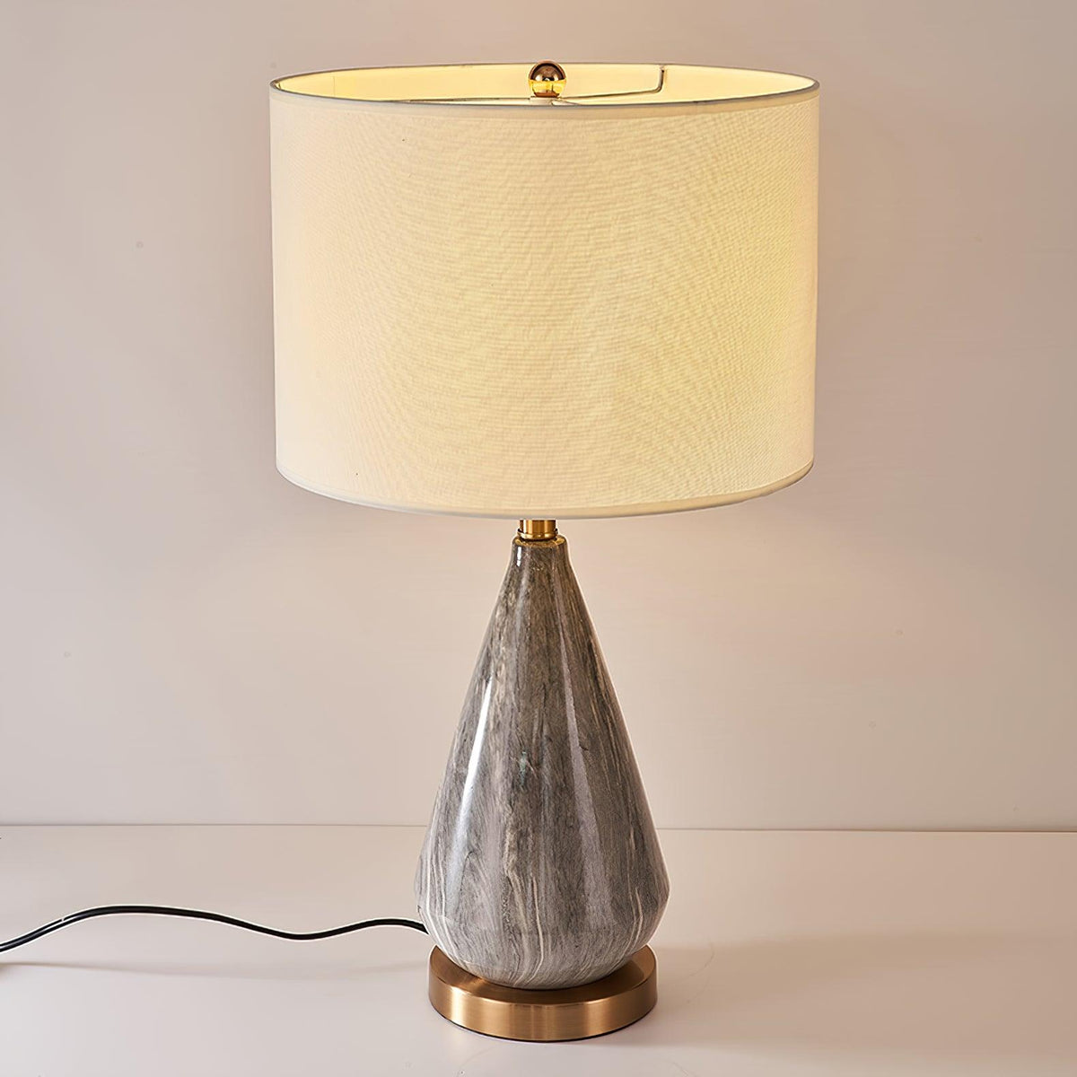 Elysian Lampe de Table en Marbre Blanc Et Noir