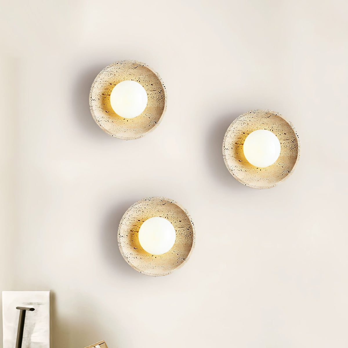Vephair Bol-Cadre Travertin Luminaire Mural